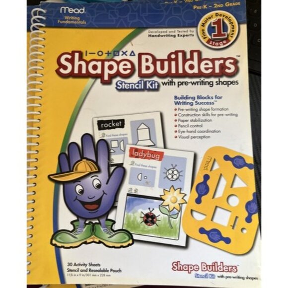 Mead Shape Builders Stencil Kit For Pre-Writing Shapes 11"x9" 30 Sheets - Picture 1 of 3